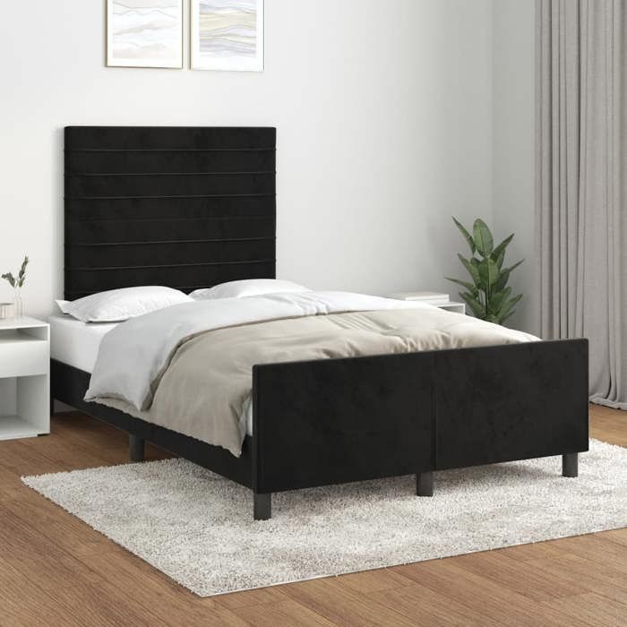 VidaXL Bed Frame with Headboard Black 120x200 Cm Velvet3125808