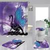 Flying Dragon Printed Waterproof Shower Curtain Set Toilet Cover Mat Non-Slip Bath Rugs Bathroom