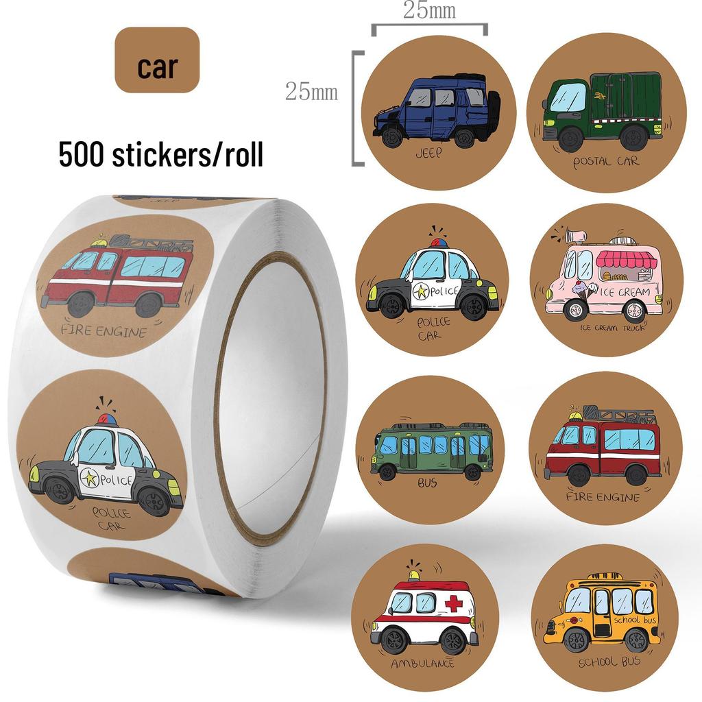 Children's Cartoon Ambulance Car Stickers: Educational Vehicle Labels for Kids