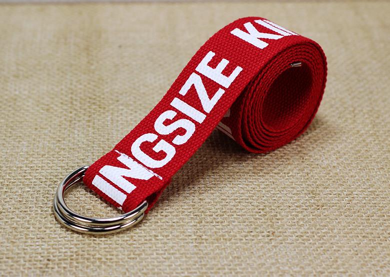 Fashionable Letter Printed Double Buckle Design Women Canvas Belt For Casual Fashion