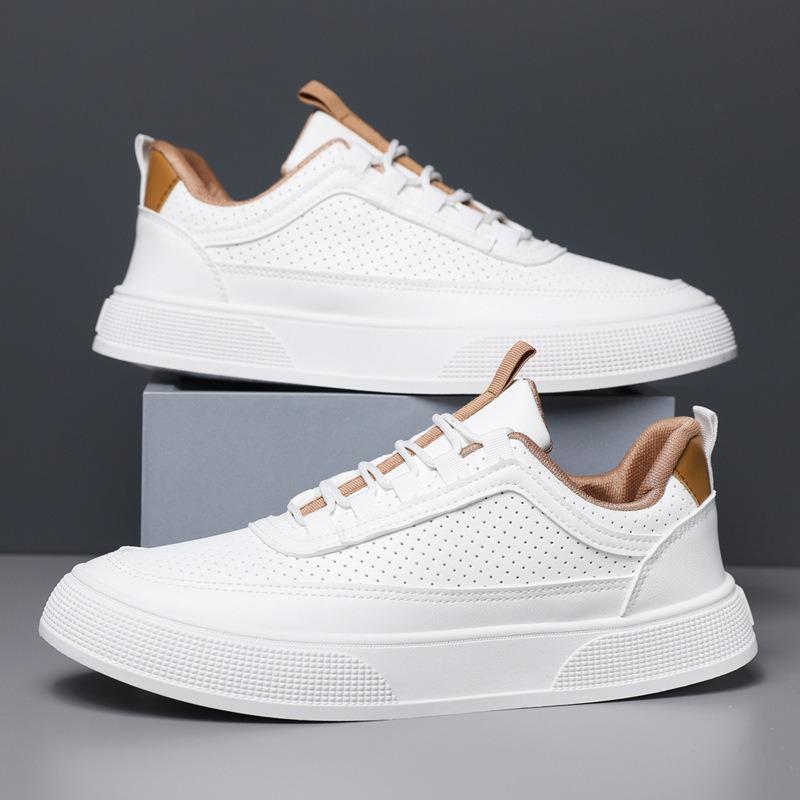 New high-end spring and summer breathable men's shoes platform trend board shoes casual men's non-slip white shoes