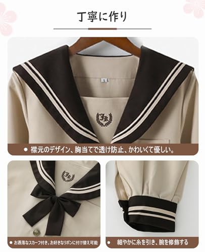 [NOKIJP] Authentic Sailor Uniform with Buttons, 6 Colors, JK Cosplay, Short Sleeve, Long Sleeve, Adult, High School Girl Uniform, Ranking, Women's Sai