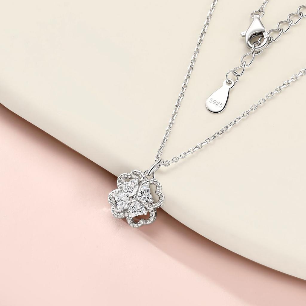 Silver Jewelry S925 Sterling Silver Clover Necklace Accessory Design Jewelry Love Choker Heart Pendant