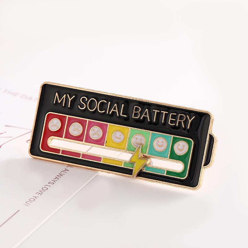 New Mood-Changing Sliding Brooch: Valentine's Day Pin for Couples - Social Battery Theme.