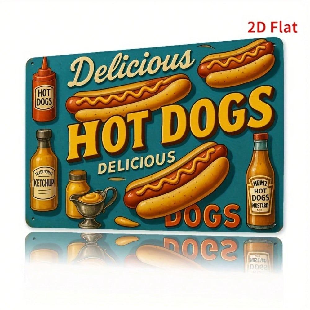 Vintage Hot Dogs Metallschild Retro Küchenwanddekor 7,8x11,8 Zoll