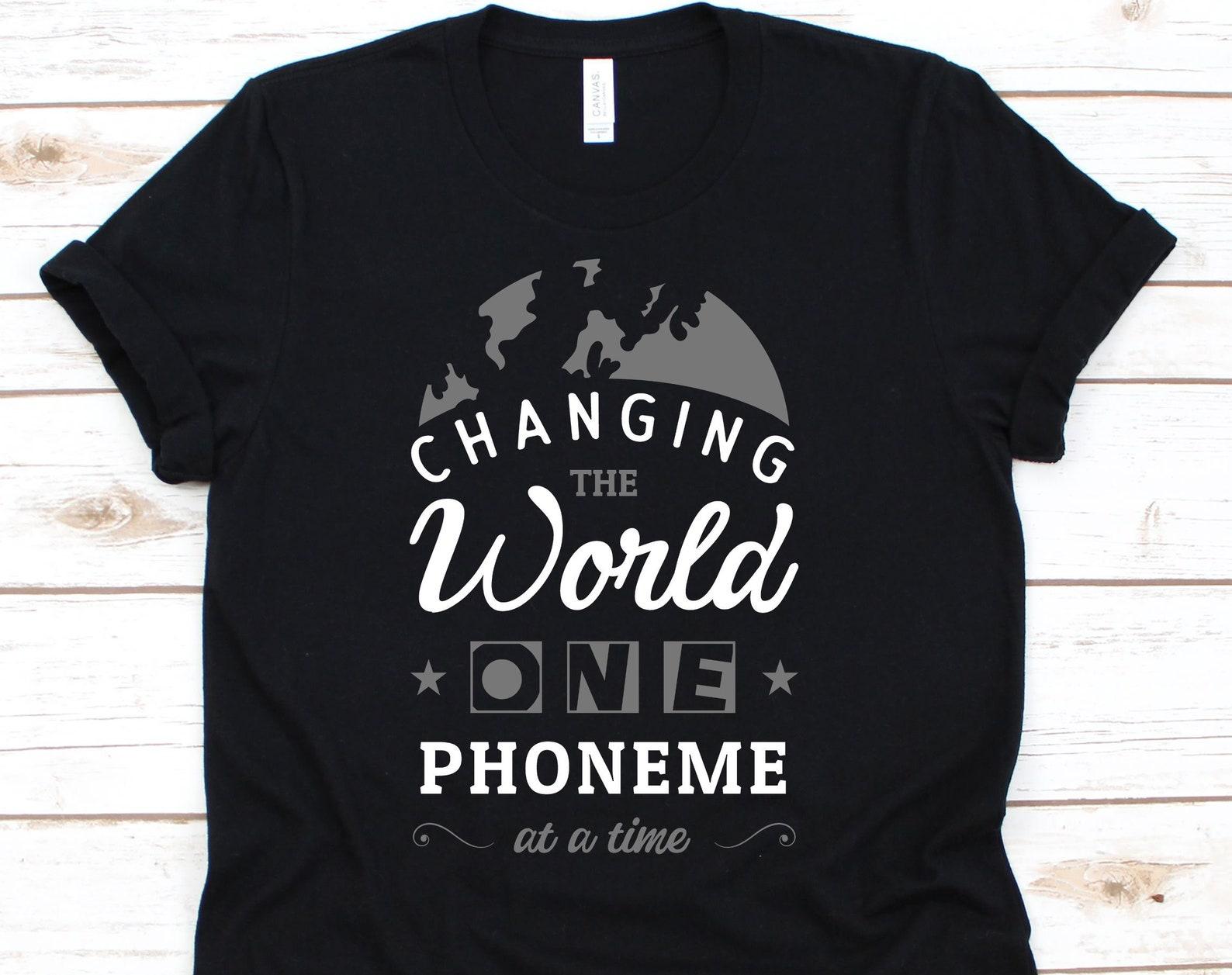 Changing The World One Phoneme At A Time Shirt, Awareness Gift For Dyslexia Teacher Therapist, Dyslexia Pride Ribbon Gift For Men And Women 2XL