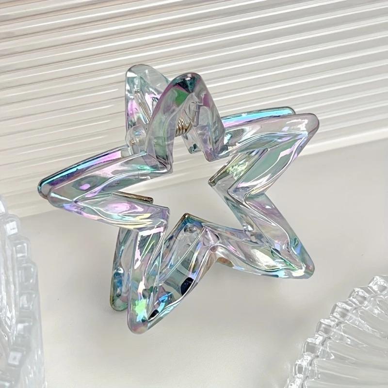 

Colorful Hair Claw Hollow Five-Pointed Star Shark Clip Simple Transparent Hairpin Sweet Temperament Hairpin Hair Accessories серый