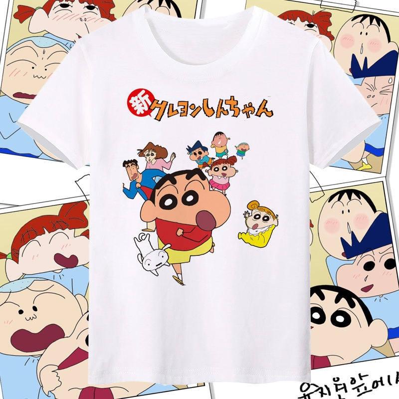 Crayon Shin Chan All Characters Print T Shirt Unisex Women Cute Cartoon Casual Short Sleeve Anime Tee Top