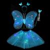 Led Butterfly Wings Light Up Angel Wings Kids Hair Bows Girl Headband Costume Girls Dress Props Party Angel Luminous Fairy Wings