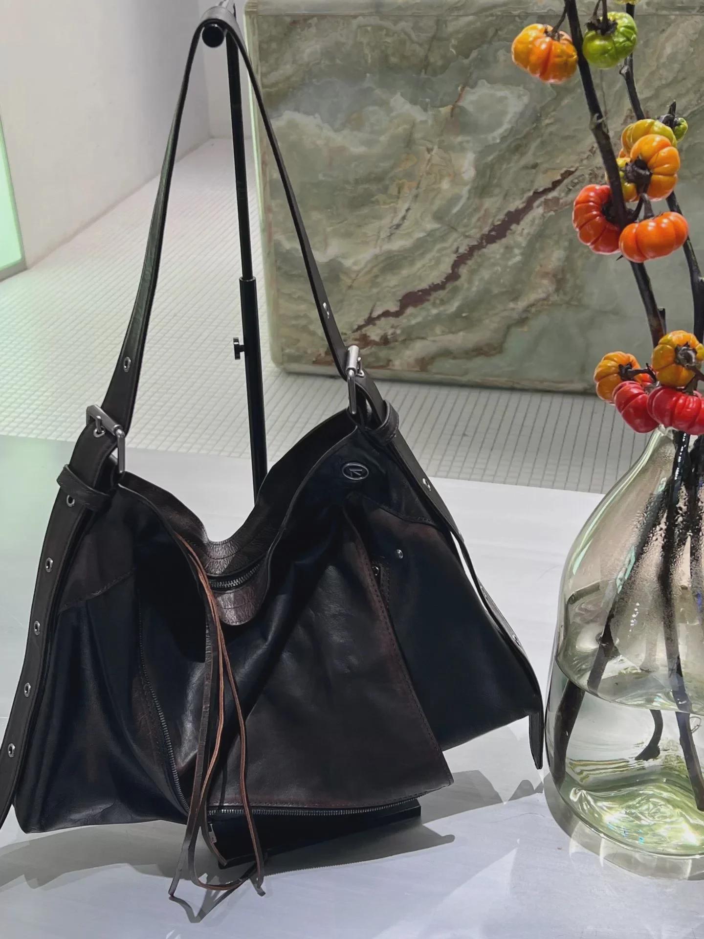 

GROTTO Maillard женская сумка-мессенджер с лацканами из натуральной кожи большой вместимости