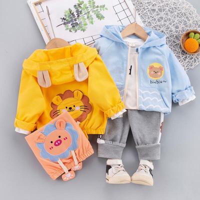 Kapuzenpullover im koreanischen Stil 2023 für Kinder: Frühling/Herbst Langarm-Cartoon-Dreiteiler