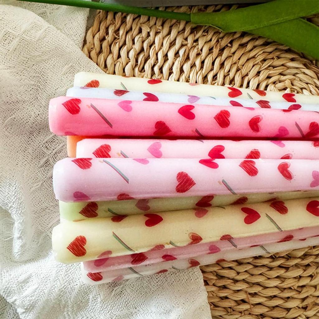 2Pcs Love Style Rich Colors Pattern Printing Smokeless Wedding Decoration Candlelight Dinner Long Candle Decoration Supplies