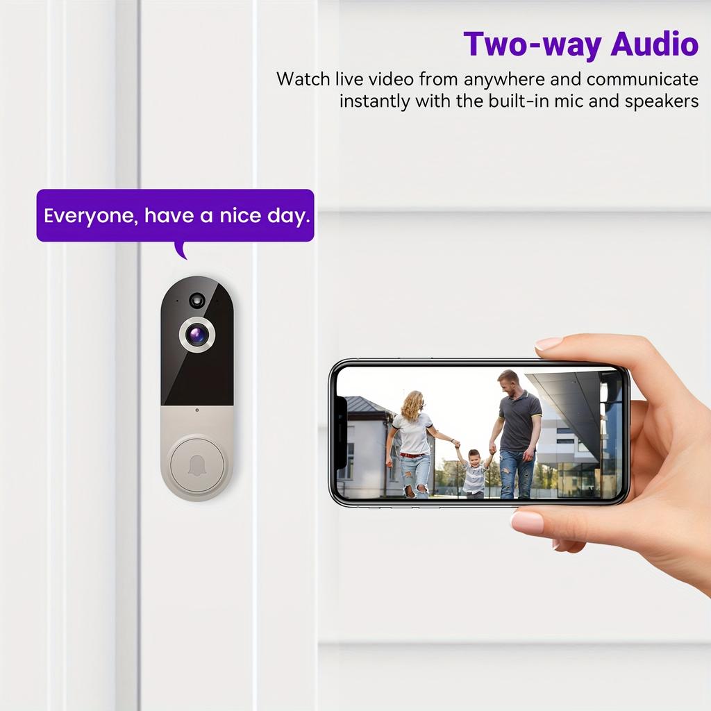 Wireless Video Doorbell Camera, AI Human Detection, 2-Way Talk, Night Vision, Cloud Storage, Indoor Outdoor Surveillance