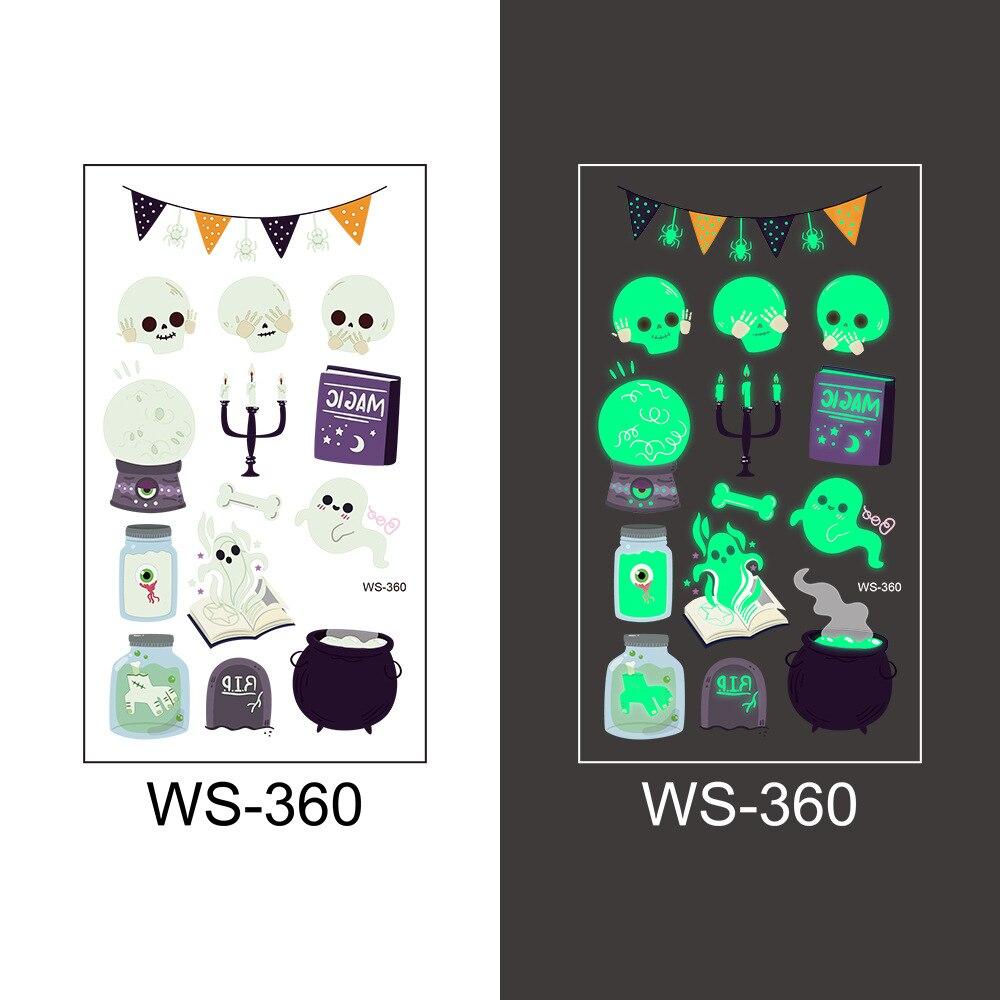 1pc Luminous Tattoo Ghost Taty Fake Tattoo Glowing In Dark Waterproof Temporary Tattoo Stickers Halloween Party for Kids