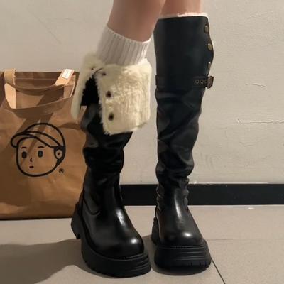 Winter Platform Warm Cotton Woman Over The Knee Long Boots Fashion Party Dress Shoes Female Vintage Long Booties Zapatos De Muje