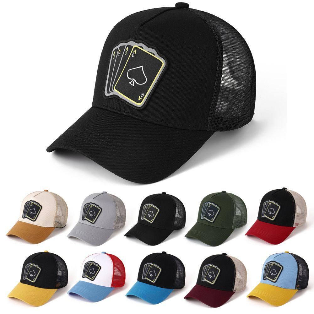 Cotton Embroidered Baseball Cap Adjustable Trucker Hat Fashionable Poker Card Hat  For Men Women