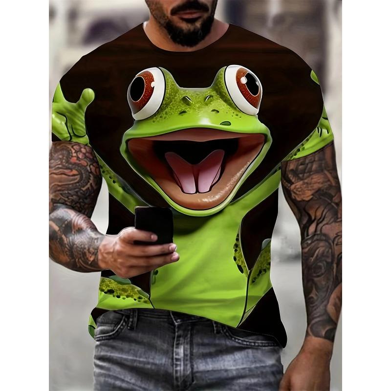 Pánské tričko Nový kreslený zvířecí vzor potisk Kulatý výstřih Topy Krátký rukáv Nadměrné tričko Pánské Letní móda Pánské oblečení