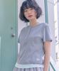 AMBLER Bottom Dot Layered Embroidered Short Sleeve T-Shirt Acr703 (Melange)
