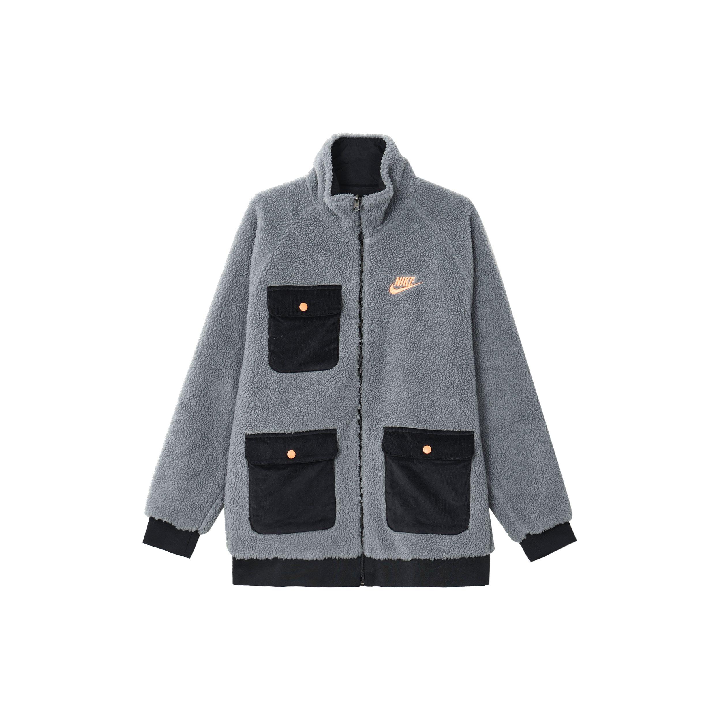 Nike Sportswear Full-Zip Reversible Jacket Grey Black DZ4713-065 XS