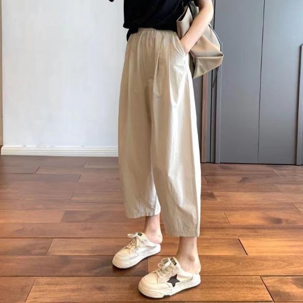 Cotton Casual Wide Leg Pants Women's Thin Summer Korean Version Large Loose High Waisted Straight Leg Pants