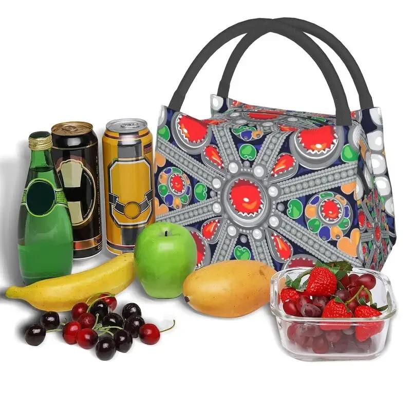 Tafzimth Kabyle Fibula Style Insulated Lunch Tote Bag for Women Ethnic Geometric Berber Portable Cooler Thermal Food Lunch Box