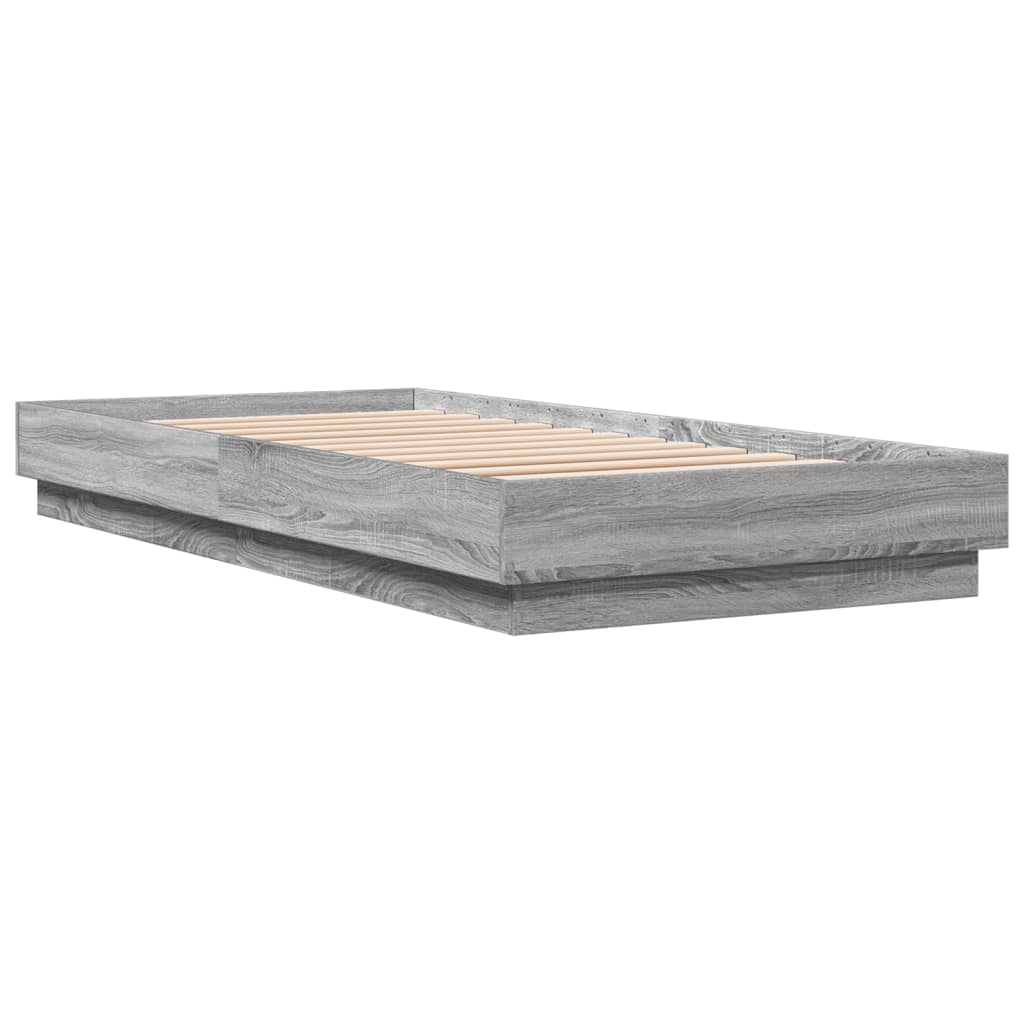 LED Bed Frame in Gray Sonoma Oak 100 x 200 cm
