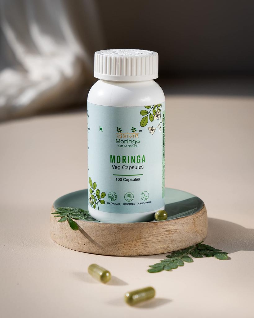 Daivik Moringa Veg Capsules | 100 Capsules | Superfood Supplement for Immunity, Antioxidants & Nutrition