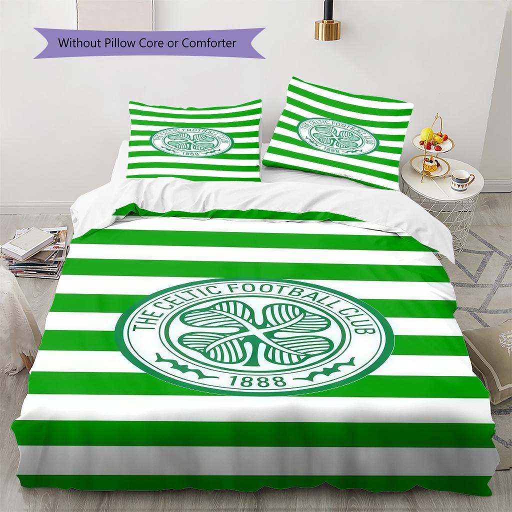 Juego de Funda Nórdica y Colcha del Celtic Football Club Funda de Colcha Funda de Almohada Decoración del Hogar Regalo de Cumpleaños (1 * funda nórdica + 2 * fundas de almohada, sin núcleo)