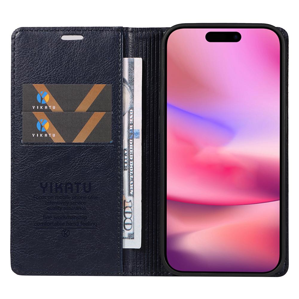 YIKATU YK-006 For iPhone 16 Wallet Case Scratch-Proof Leather Phone Cover