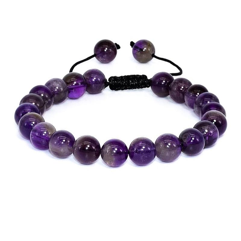Unisex Verstellbares Armband aus natürlichem Achat & Bergkristall mit 8mm Perlen