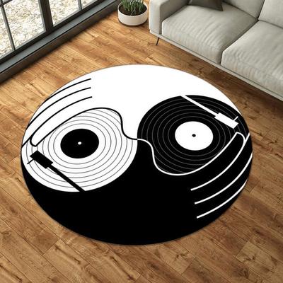 Covor Rotund Yin Yang Covor Clasic Disc de Vinil Covor Rotund Covor Muzical Covor Cameră Muzică Covor Personalizat Covor Grozav Covor Unic Covor Zonă