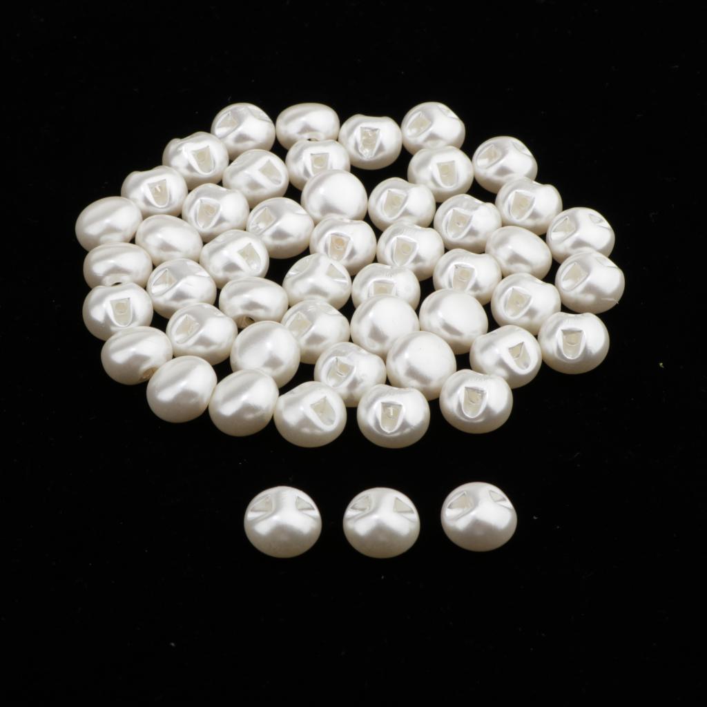 Vita Pärlskankknappar 10mm 11mm DIY Klädsömnads Knappar för Handgjorda Kläder Smycken Scrapbooking