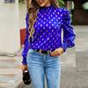 Loose Round Neck Printed Blouses Commuting Long Sleeve Autumn Winter Women
