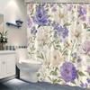 1 Elegant Floral Peony Shower Curtain, Vintage Botanical Design, with Hooks, Machine Washable Polyester