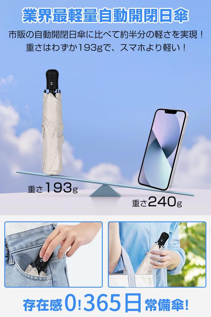 Automatic Opening and UV Complete Folding Parasol and Rain for Both Sunny and Rainy Prevents Protects Against UV Rays and Heat Protects Heat Windproof
