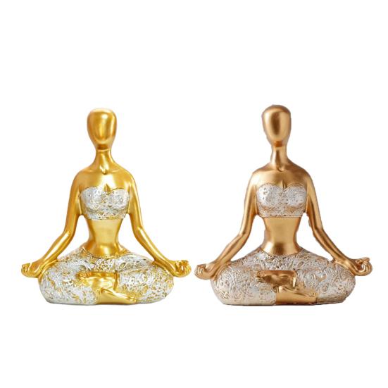 Meditation Lady Statue, Modern Yoga Pose Women Figurine, Zen Meditation Female Sculpture for Office, Living Room, Desktop Decor