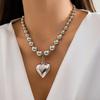 PuRui New Punk Removable Love Heart Pendant Necklace for Women Acrylic Beads String Choker Charm Clavicle Chain Zircon Party