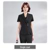 Ensemble jupe et veste à manches courtes gris - Uniforme professionnel pour réception d'hôtel, bureau, bijouterie