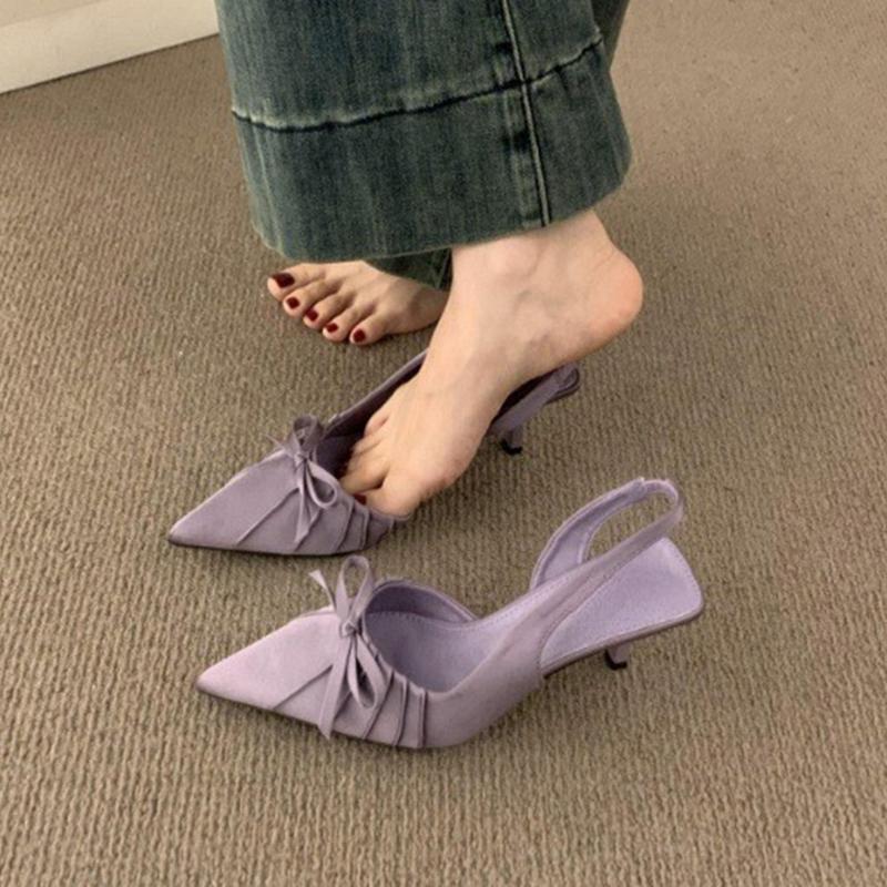 Fashion New Women's Shoes High Heels Sandals Summer Pointed Toe Outdoor Back Strap Fashion Sandales Femmes Stiletto Heels Bow Sandalias