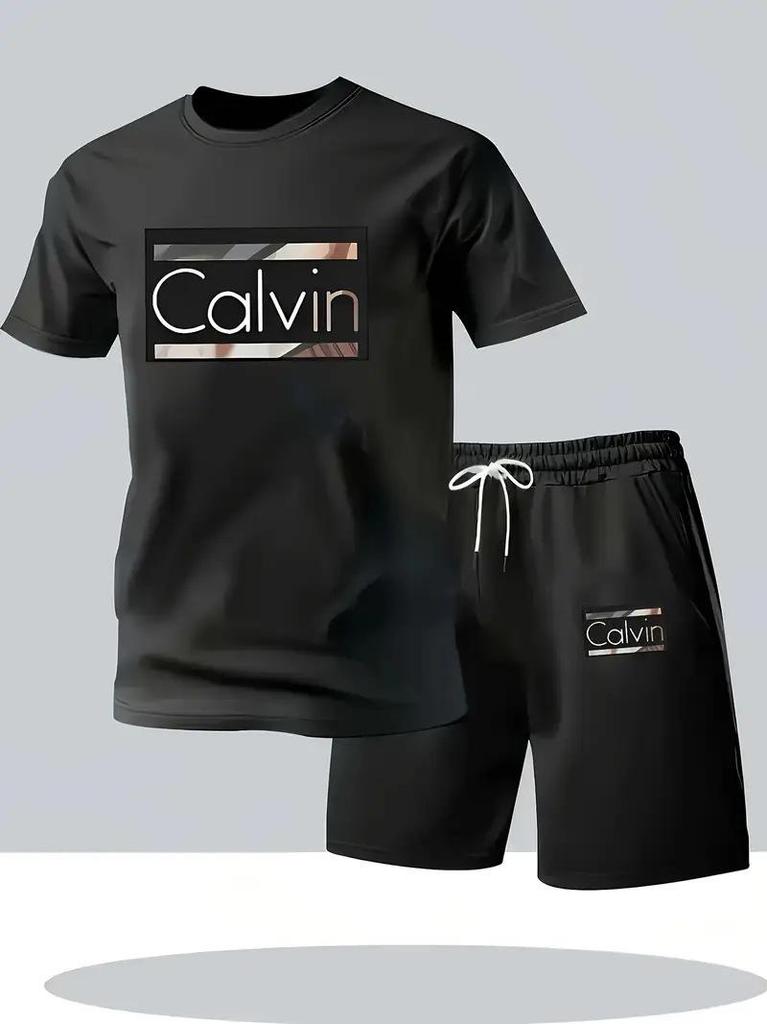 2025 Summer Trendy Men's Round Neck T-Shirt & Sports Shorts Set