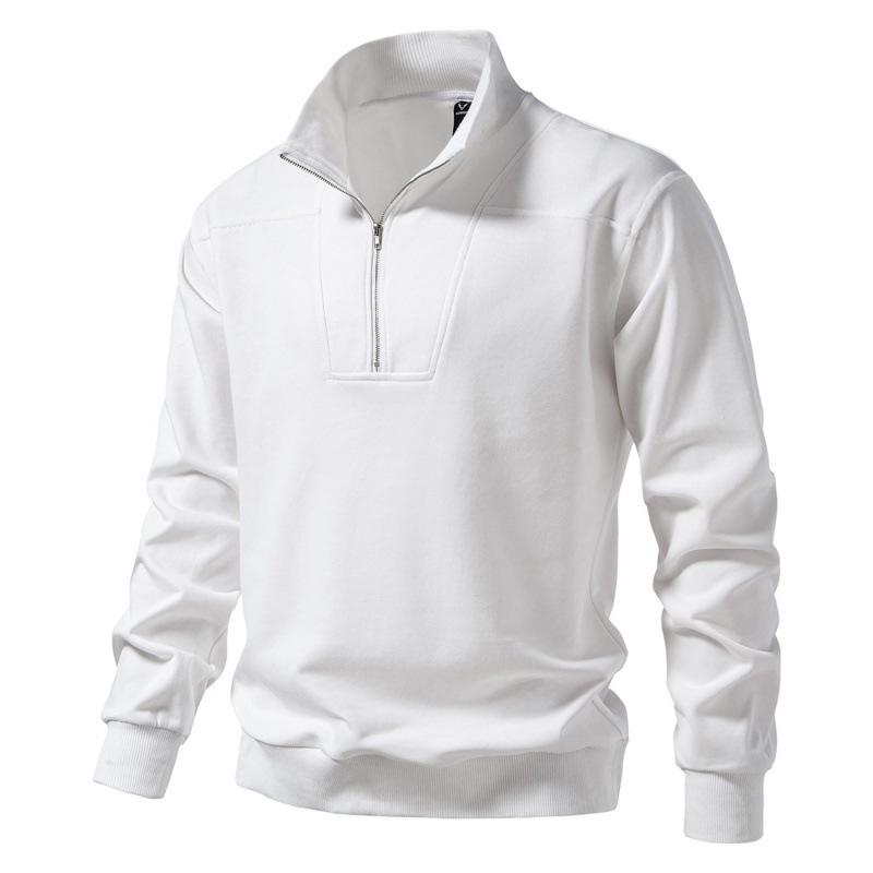 

Tooling American Casual Air Layer Semi-Zipper свитер в студенческом стиле сращивание мужской воротник-стойка топ мужской XL белый