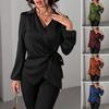Damesblouse Kraag Lange Mouw Zijdelings Vetersluiting Taille Ontwerp Blouse Tops Slim Fit Effen Kleur Kantoor Damesblouse Feest Vakantie Kleding
