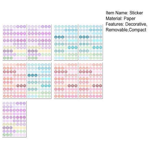 Adesivos Coloridos de Bolinhas com Letras Alfabeto Número Decalques DIY para Scrapbooking Diário Projetos de Artesanato Fácil de Remover Removível Essencial para Planejador Cartão