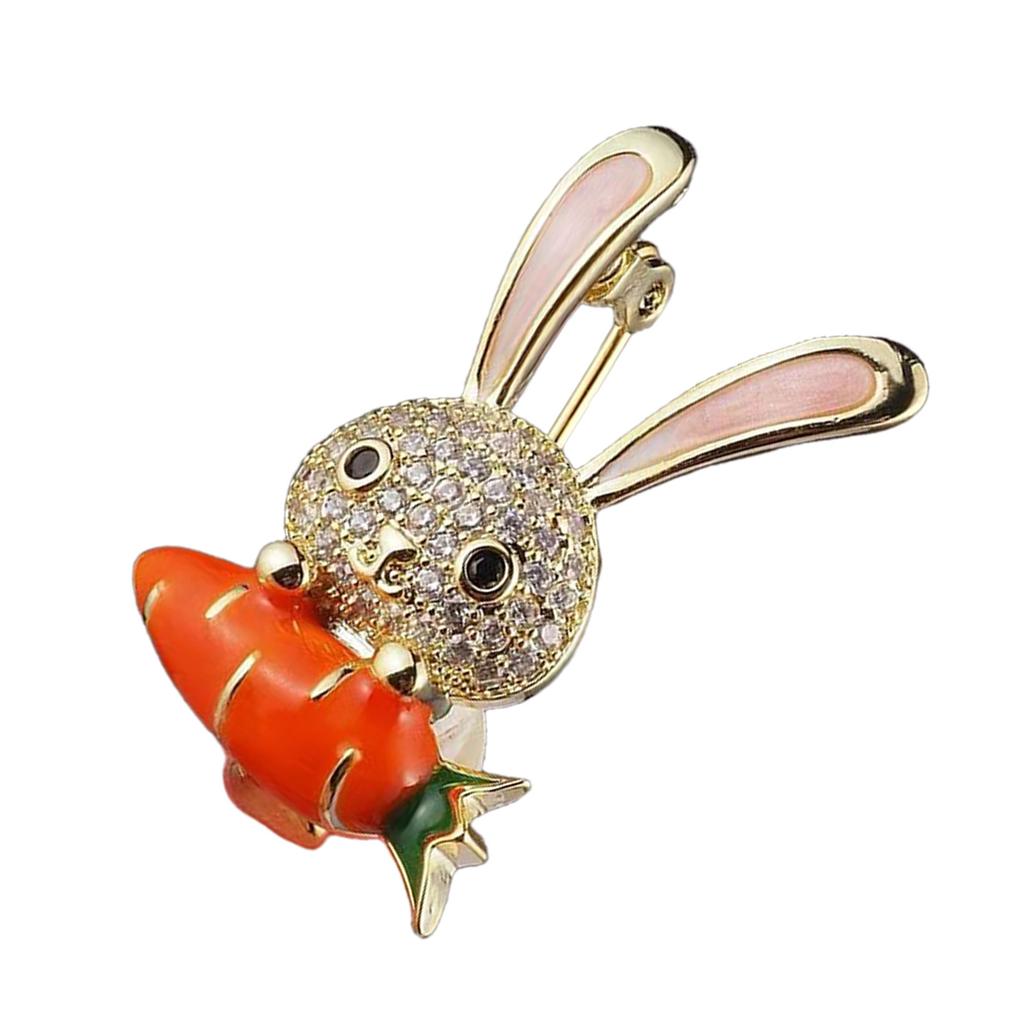 Cute Japanese Style Rabbit Brooch With Sparkling Crystal Accents Stylish Brooch Pin For Scarf Or Clothing Decoration