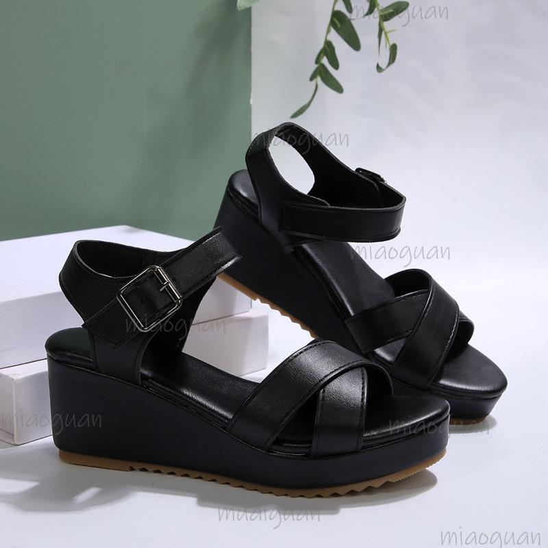 Fashion 2025 Size 35-43 Platforms Sandals Thick Bottom Fish Mouth Fashion Sandals Wedge Roman Style Casual Ankle Strap Ladies Shoes