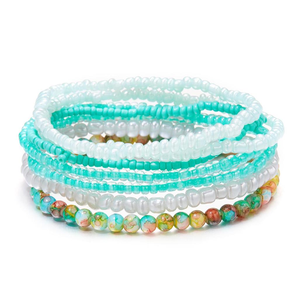 Temu Shell Rice Beads Multi-layer Bracelet: Versatile Ocean Resort Style 3-Piece Beaded Jewelry Set