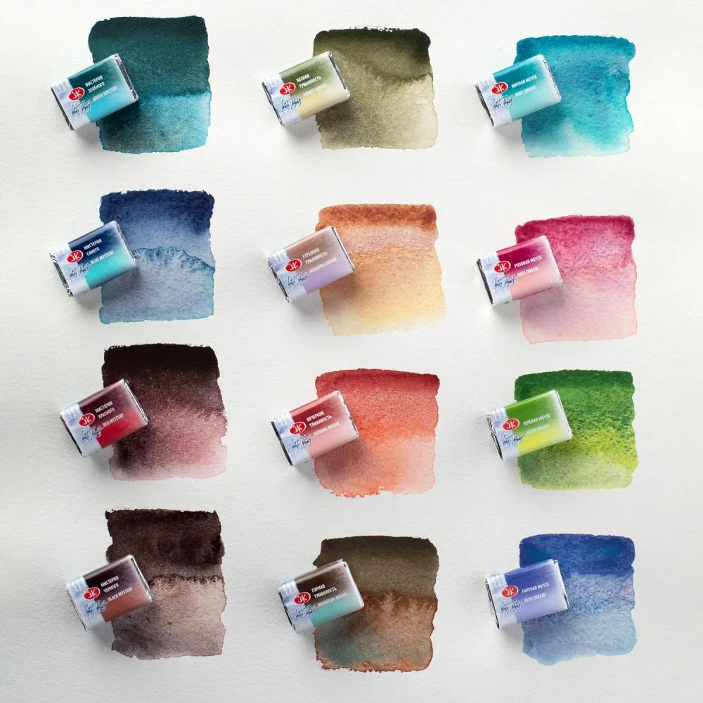 Acquerelli White Nights granulanti in astuccio metallico, 12 colori
