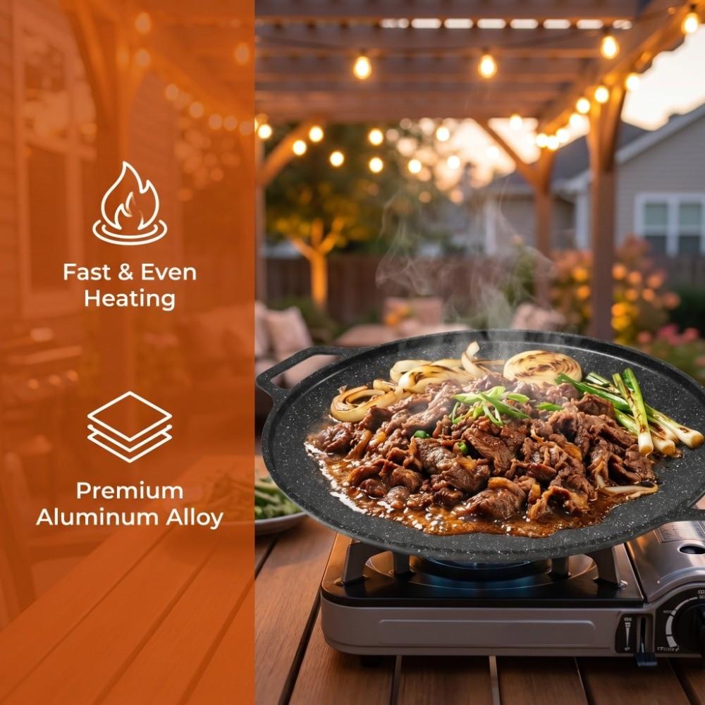 Non Stick Korean Grill Pan High Temperature Resistant Round Korean Grill Pan  Home Kitchen