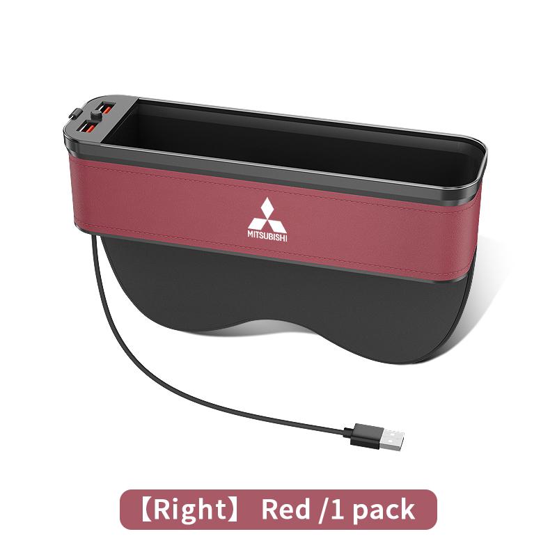 Car Seat Gap Organizer USB Charging Multifunction Storage Box For Mitsubishi Outlander Pajero Asx Lancer EX Evolution X Ralliart SF9