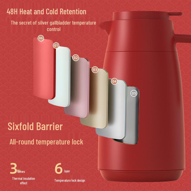 Red Dowry Thermos Flasks for Weddings - Large Capacity Insulated Kettles, Hot Water Bottles